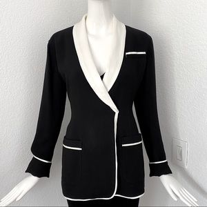 rachel zoe black white shawl collar blazer